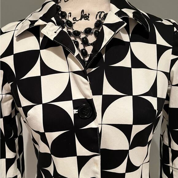 NEW Nine West Vault Vintage Trench Coat Nine West Mod Geometric Retro Flowers - Picture 5 of 13